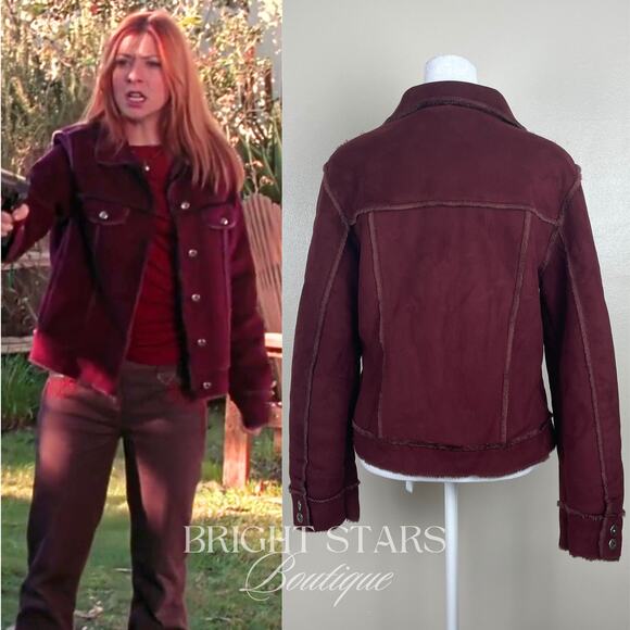 Rare Dark Red Faux Suede Jacket ASO Willow Buffy the Vampire Slayer Fall Classic - Picture 2 of 14